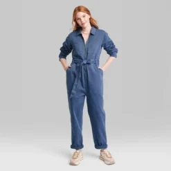 Women's Ascot + Hart Graphic Utility Zipper Jumpsuit - Blue