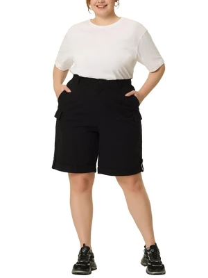Agnes Orinda Women's Plus Size Knee Lenth Jogger Pocket Track Cargo Shorts