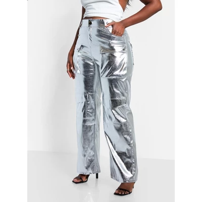 Rebdolls Women's Lena Metallic Wide Leg Cargo Pants - Image 2
