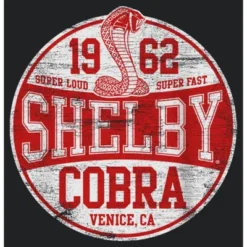 Ford Women's Shelby Cobra Red And White Distressed Logo Racerback Tank Top