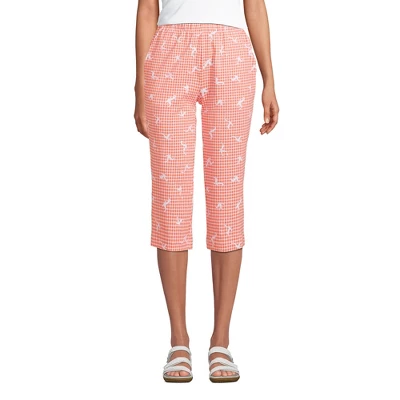 Lands' End Women's Sport Knit High Rise Elastic Waist Pull On Capri Pants - Image 10