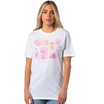 Hello Kitty And Friends Womens' Snacks And Games Grid Design T-Shirt - Image 7