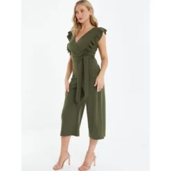 QUIZ Womens Frill Detail Culotte Jumpsuit