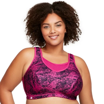 Glamorise Womens No-Bounce Camisole Elite Sports Wirefree Bra 1067 Fuchsia Print - Image 5