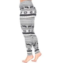 Women's Plus Size Printed Leggings - One Size Fits Most Plus - White Mark