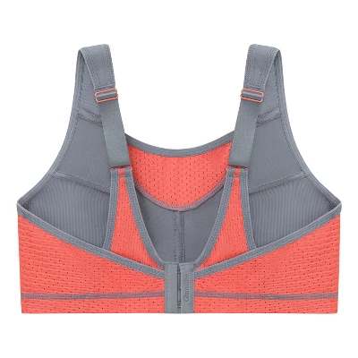 Glamorise Womens No-Bounce Camisole Elite Sports Wirefree Bra 1067 Gray/Coral - Image 4