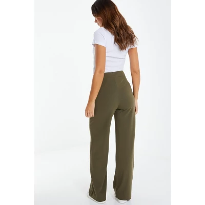 QUIZ Women's Olive Green Buckle Detail Palazzo Pant - Image 2