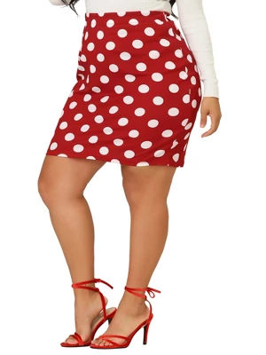 Agnes Orinda Women's Plus Size Polka Dots Elastic Waist Bodycon Skirts - Image 7