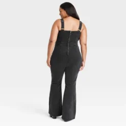 Women's Sleeveless Flare Leg Denim Jumpsuit - Ava & Viv™