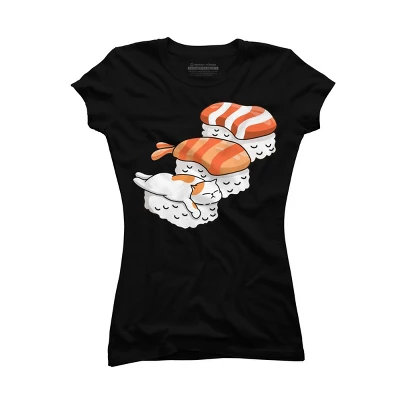 Junior's Design By Humans Cat And Sushi By Kimprut T-Shirt - Image 3