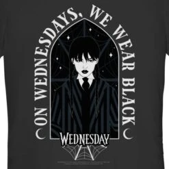 Junior's Wednesday We Wear Black Portrait T-Shirt