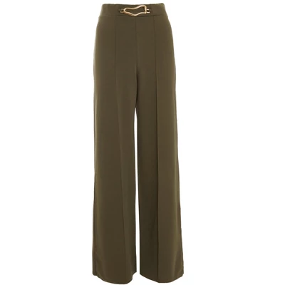 QUIZ Women's Olive Green Buckle Detail Palazzo Pant - Image 4