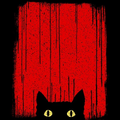 Junior's Design By Humans Black Cat By Clingcling T-Shirt