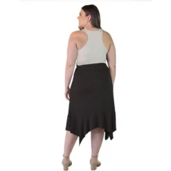 Plus Size Knee-Length Elastic Waistband And A Handkerchief Hemline Skirt
