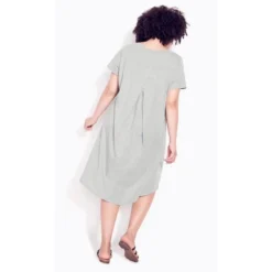 Women's Plus Size Hello Sunshine Plain Dress - Gray | ZIM & ZOE