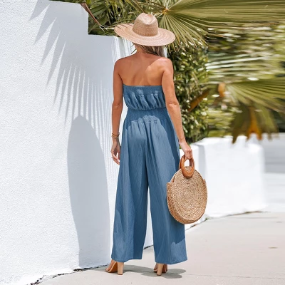 Women's Cotton Smocked Tube Jumpsuit - Cupshe - Image 4