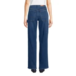 Lands' End Women's Recover High Rise Relaxed Straight Leg Utility Blue Jeans