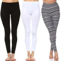 Women's Pack Of 3 Leggings - One Size Fits Most - White Mark