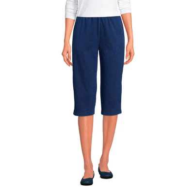 Lands' End Women's Sport Knit High Rise Elastic Waist Pull On Capri Pants - Image 11