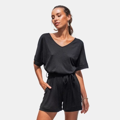 Women's Belted V-Neck Romper - Cupshe - Image 5