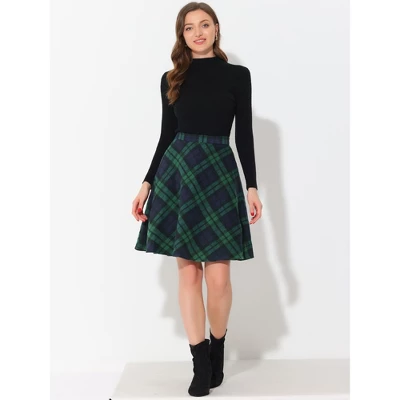 Allegra K Women's Plaids Vintage Tartan Elastic Waist Knee Length A-Line Skirt - Image 4