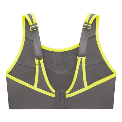 Glamorise Womens No-Bounce Camisole Sports Wirefree Bra 1066 Gray/Yellow - Image 4
