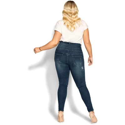 Women's Plus Size Asha Patch Corset Jean - Dark Denim | CITY CHIC