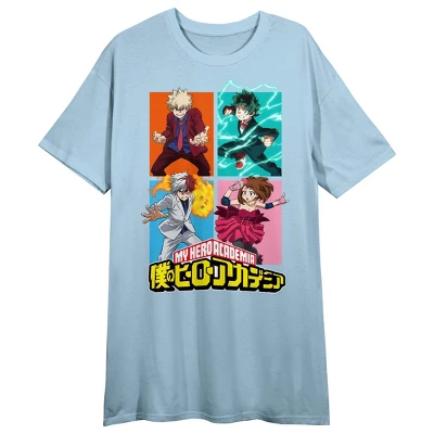 My Hero Academia Cast Crew Neck Short Sleeve Light Blue Women's NIght Shirt - Image 2