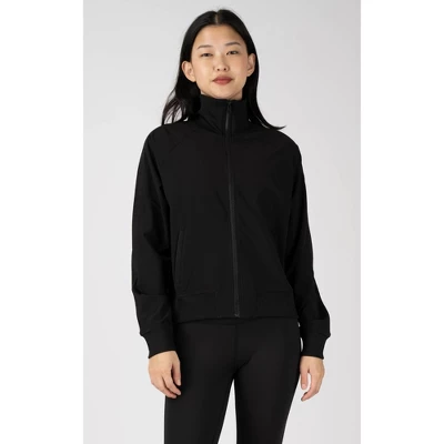 90 Degree By Reflex Womens Lightstreme Funnel Neck Bomber Jacket With Ribbed Details And Zipper Pockets - Image 3