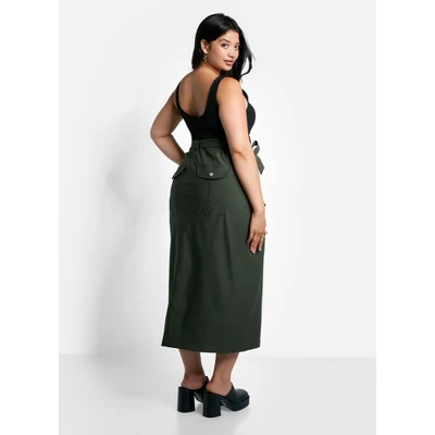 Rebdolls Women's Sierra Tie Belt Button Front Cargo Maxi Shift Skirt - Image 3
