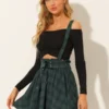 Allegra K Women's Gothic Plaid High Waisted Detachable Suspender Skirts