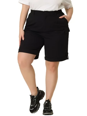 Agnes Orinda Women's Plus Size Knee Lenth Jogger Pocket Track Cargo Shorts - Image 2