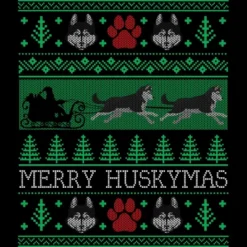 Junior's Design By Humans Christmas Siberian Husky Dog Funny Husky Ugly Christmas Sweater By Pahari T-Shirt