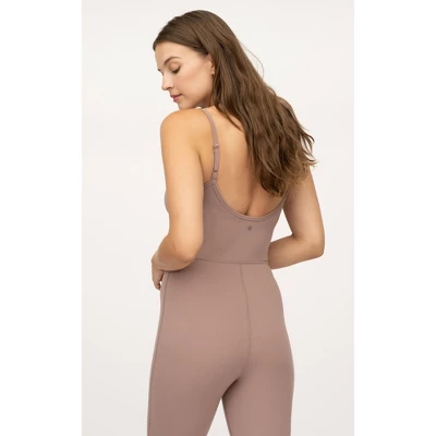 Yogalicious Womens Lux Scarlett Flare Jumpsuit With Built-In Bra - Image 2