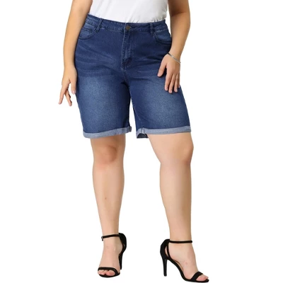 Agnes Orinda Women's Plus Size Jeans Casual Slash Pockets Washed Denim Shorts - Image 3