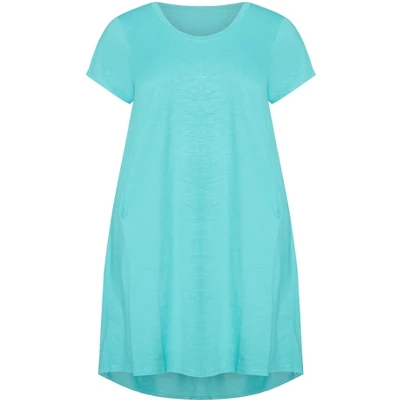 Women's Plus Size Hello Sunshine Plain Dress - Turquoise | ZIM & ZOE - Image 2