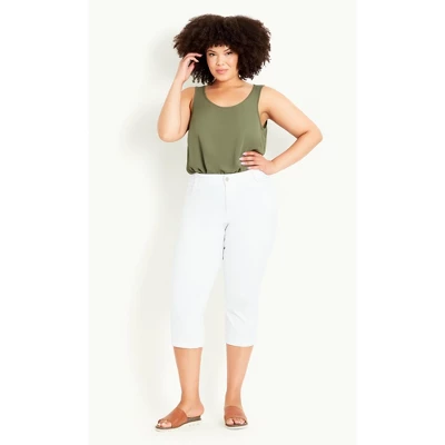 Women's Plus Size Denim Love Crop Jeans - White | EVANS - Image 7
