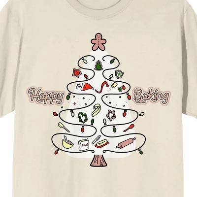 Bioworld Christmas Shapes Happy Baking Crew Neck Short Sleeve Women's Natural T-shirt