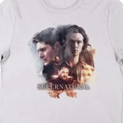 Supernatural Character Art (Front) And Join The Hunt (Back) Women's White Graphic Crop Tee