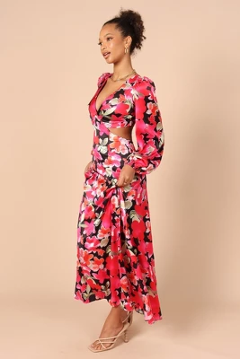 Petal And Pup Womens Teena Puff Sleeve Cutout Midi Dress - Image 4