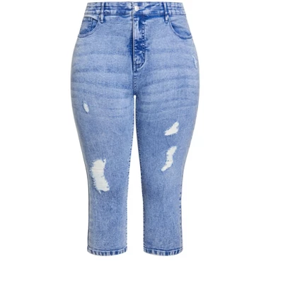 Women's Plus Size Holly Crop Ripped Jean - Light Wash | AVEOLOGY - Image 2