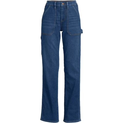 Lands' End Women's Recover High Rise Relaxed Straight Leg Utility Blue Jeans - Image 3