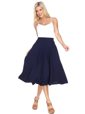 Women's Flared Midi Skirt With Pockets - White Mark - Image 4