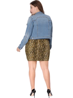 Agnes Orinda Women Plus Size Leopard Prints Elastic Waist Pencil Bodycon Skirt - Image 4