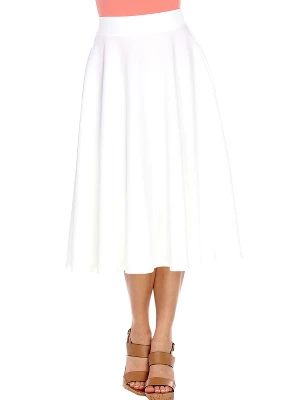 Women's Flared Midi Skirt With Pockets - White Mark - Image 5
