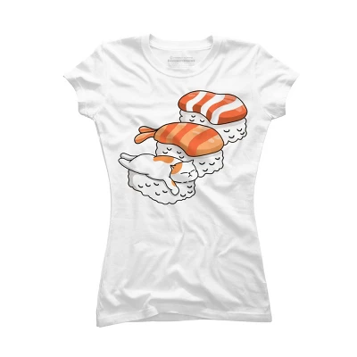 Junior's Design By Humans Cat And Sushi By Kimprut T-Shirt - Image 4