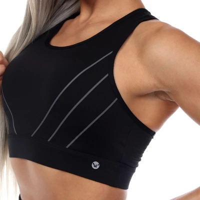 Women's Cut Out Back Mesh Sports Bra - White Mark - Image 3