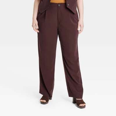 Women's High-Rise Relaxed Fit Full Length Baggy Wide Leg Trousers - A New Day™ - Image 5