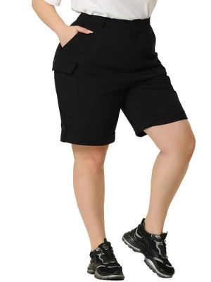 Agnes Orinda Women's Plus Size Knee Lenth Jogger Pocket Track Cargo Shorts - Image 5