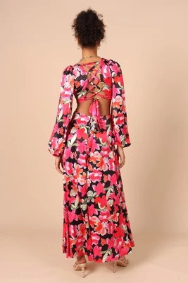 Petal And Pup Womens Teena Puff Sleeve Cutout Midi Dress - Image 5